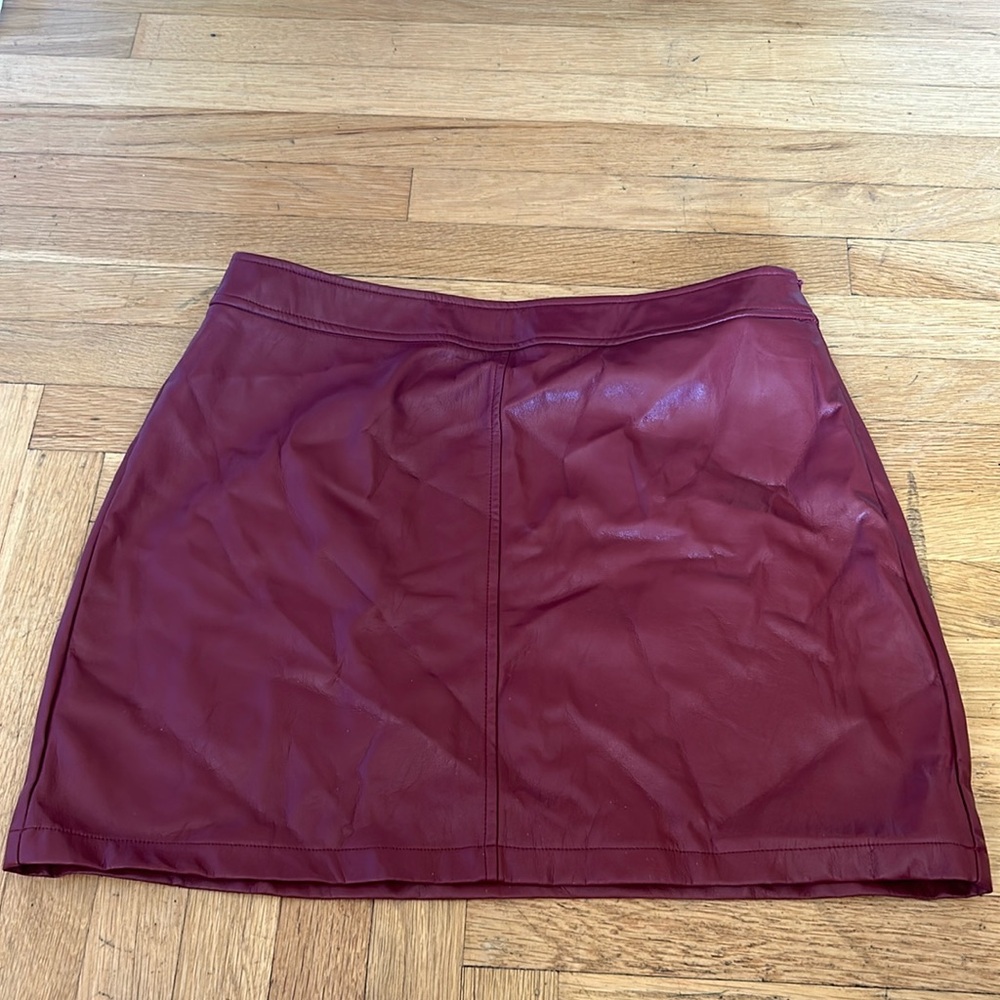 Nasty Gal maroon fake leather skirt